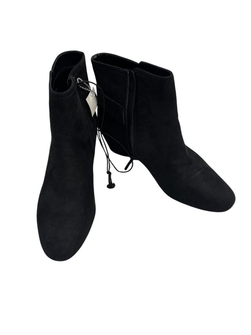 Short Black Suede Buckle Wedge Boots Size 9.5M New With Box
